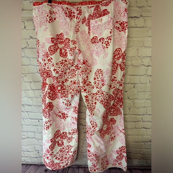 Old Navy Pink Red White Flower Cotton Cozy Cottagecore Lounge Pajama Pant XL - Picture 2 of 8